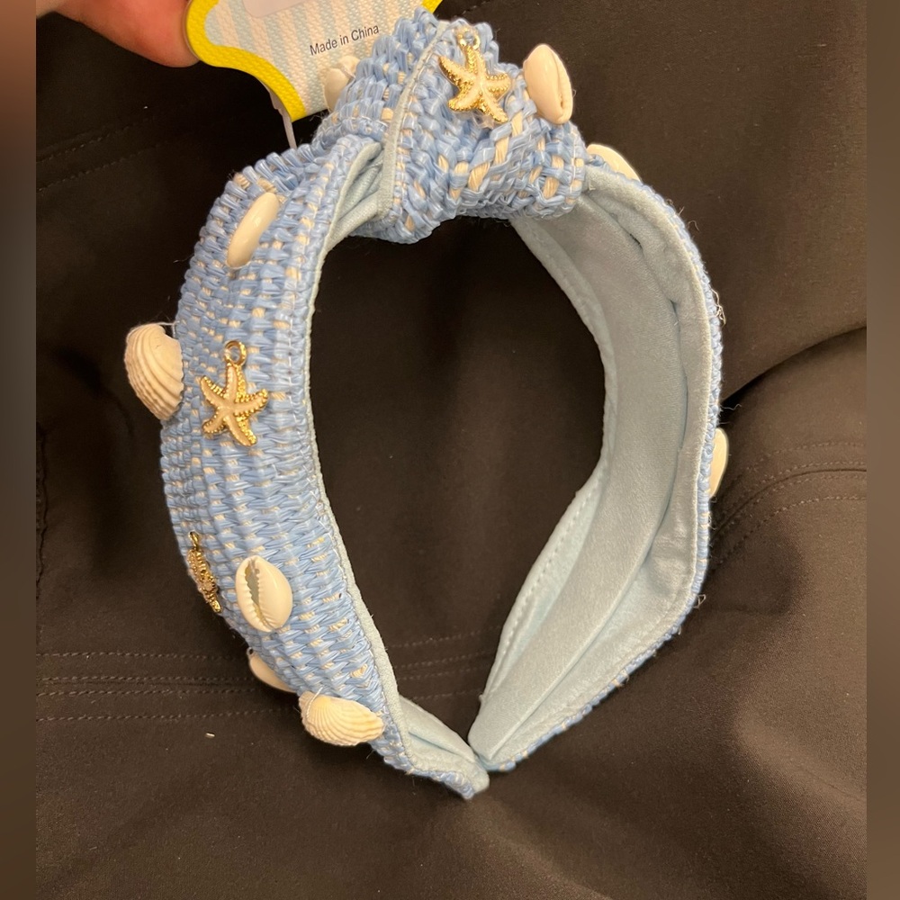 Blue Woven Headband with Seashell Accents - Picture 8 of 13